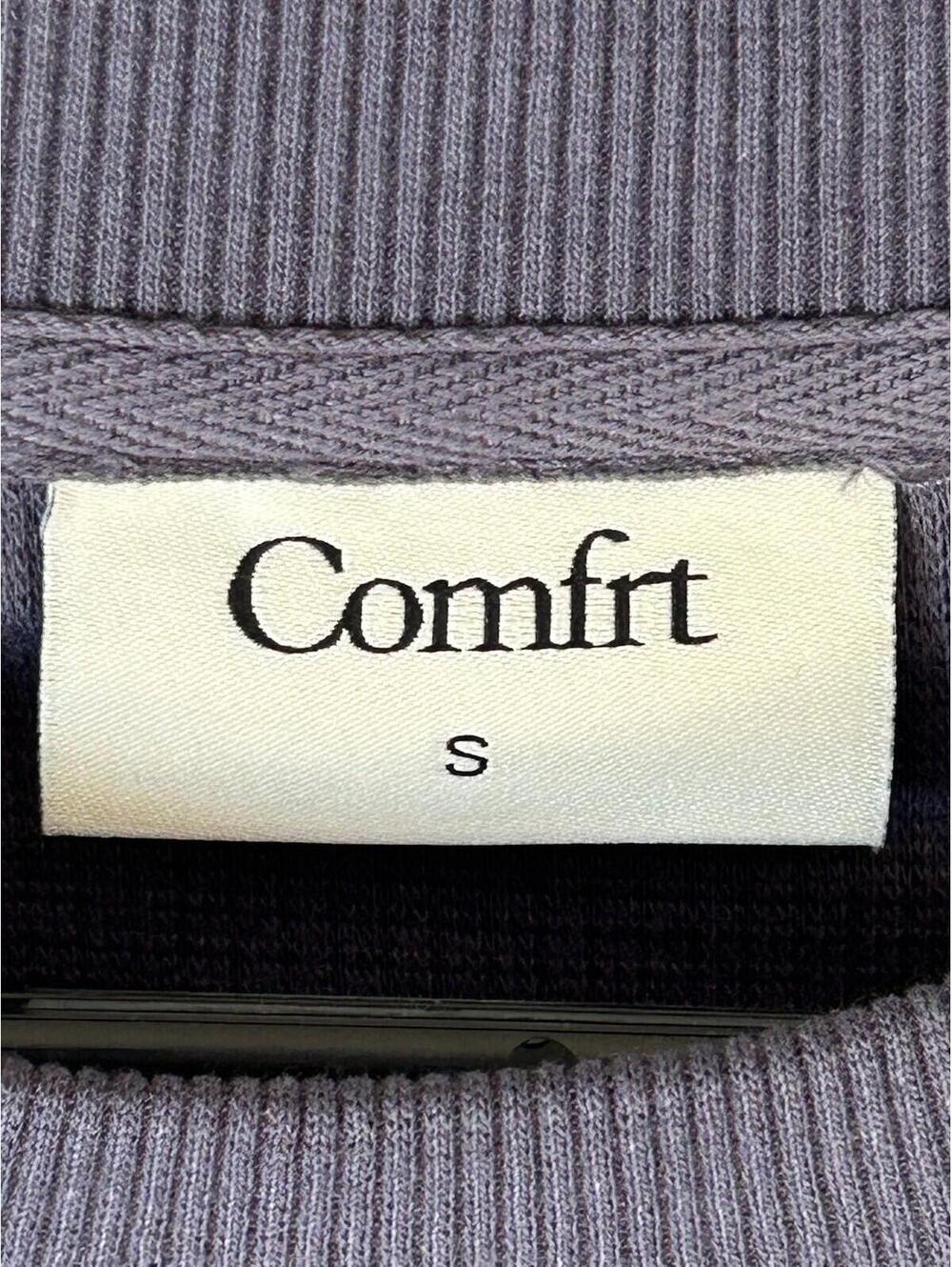 Comfrt Waffle Knit Sweatshirt Dark Gray/Blue Crewneck Oversized Pullover S - Picture 4 of 5